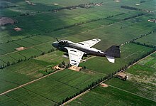 An A-6E Intruder aircraft assigned to USS Dwight D. Eisenhower. Grumman A-6E Intruder of VA-65 on flight on 1 August 1983 (6392725).jpg
