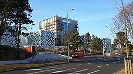 The premises of the International Criminal Court in The Hague, Netherlands. The ICC moved into this building in December 2015. International Criminal Court Headquarters, Netherlands.jpg