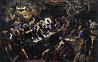 Tintoretto, Última Cena, 1592-1594, mostrando la Comunión de los Apóstoles