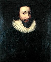 John Winthrop (1587/8-1649), Governor of the Massachusetts Bay Colony, who led the Puritans in the Great Migration, beginning in 1630. John Winthrop.jpg