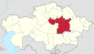 Қазақстан картасындағы Қарағанды облысы