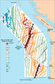 Image 26Magnetic anomalies around the Juan de Fuca and Gorda Ridges, off the west coast of North America, color coded by age. (from Geology of the Pacific Northwest)