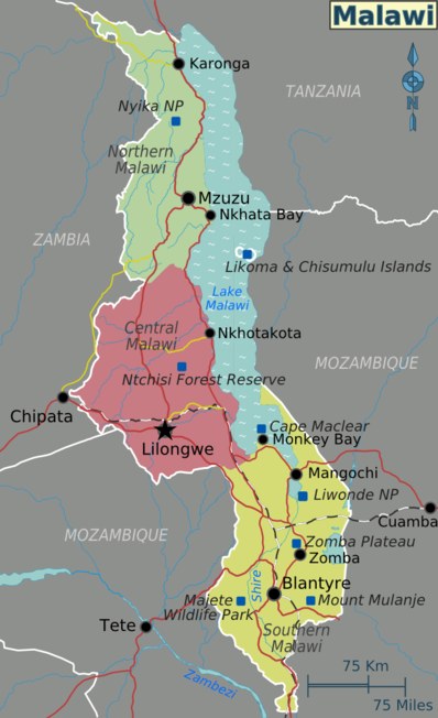 マラウイの地図