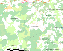 Mapa obce Valiergues