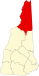 Harta statului New Hampshire indicând comitatul Coos
