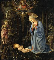 Maria, das Kind verehrend, mit dem Johannesknaben und dem Heiligen Bernhard - Die Anbetung im Walde, Die Anbetung im Walde - Gemaldegalerie Berlin - 5223451.jpg