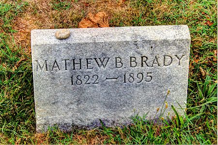 Brady's original grave marker, with incorrect death year