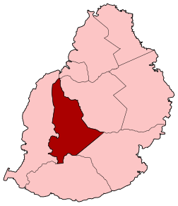 Harta districtului Plaines Wilhems în cadrul statului Mauritius