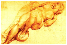 Michelangelok odol-lapitzez egindako biluzi baten marrazkia.