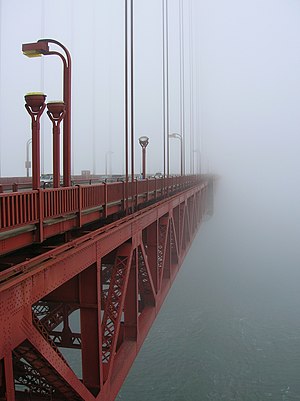 Advection fog at the Golden Gate Bridge, San F...