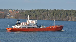 M/S Östanvik i Mälaren med cement till Cementas terminal i Liljeholmen i Stockholm