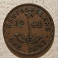 1 Niufaundlando cento moneta (1940 m.)