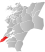 Leksvik markert med rødt på fylkeskartet
