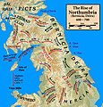 Carte de Northumbrie au 7e siècle.