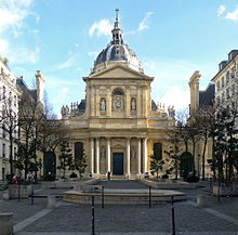 "View of the Sorbonne chapel from Sorbonne square."