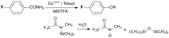 4-Fluorbenzonitril durch Dehydratisierung von 4-Fluorbenzamid