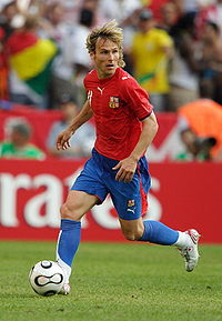 Pavel Nedved pictured in 2006 wearing a typical modern football kit Pavel Nedved.jpg