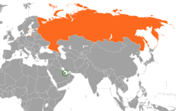 Карта с указанием местоположения Катара и России
