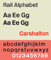 Tipo de letra Rail Alphabet, utilizada en British Rail y anteriormente en el Servicio Nacional de Salud en el Reino Unido