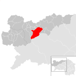 Kommunens läge i distriktet Liezen