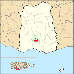 Location of barrio Segundo within the municipality of Ponce shown in red