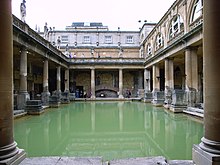 Remains of the Roman baths at Bath, England. The Great Bath in Bath (UK).jpg