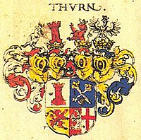 Wappen der Grafen Thurn (aus Siebmachers Wappenbuch, 1605)