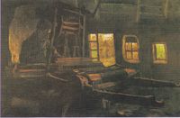 Tkacz, wnętrze z trzema małymi oknami, nr kat.: F 37, JH 501, lipiec 1884, Kröller-Müller Museum, Otterlo