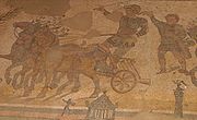 Mosaïque romaine d'une course de char, Sicile, IIIe/IVe siècle