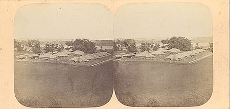 Vista de Yokohama, 1859. Estereoscopá, Papel de plata de álbum.