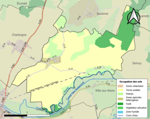 Carte en couleurs présentant l'occupation des sols.