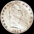 1909 obverse, large date with Washington facing right and "Liberty" surrounded by 7 stars to the left and 6 stars to the right