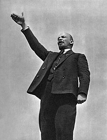 Vladimir Lenin in 1919 19190501-lenin speech red square.jpg