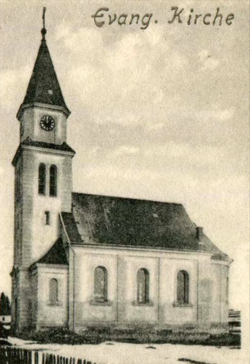 Kostel na fotografii z roku 1924
