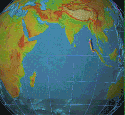 התפשטות הצונאמי באוקיינוס ההודי