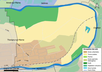 Carte des infrastructures et de l'occupation des sols en 2018 (CLC) de la commune.