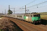 BB 9200 class electric locomotive leads a train service in Perrigny-sur-Armançon, France