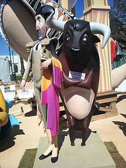 Ninot à la falla de l’université polytechnique de Valence sur l'abolition de la tauromachie en Catalogne