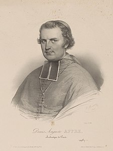 Denis-Auguste Affre, archevêque de Paris (1840), lithographie d'Antoine Maurin d'après le tableau de Delaperche.