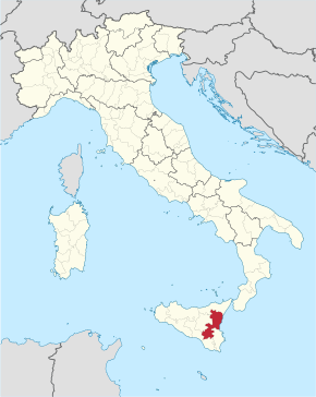 Metropolitní město Catania na mapě Itálie