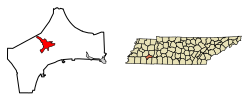 Location of Henderson in Chester County, Tennessee.