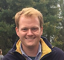 Chris Hurst on election day (2017-11-07) at the polling station of Margaret Beeks Elementary School in Blacksburg, VA