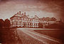 Old view of Craigiehall, showing the house with Bruce's roof and chimneys in place, and the pediment still on Burn's extension (right)