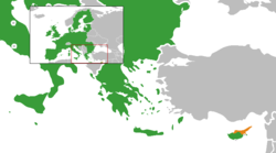 Map indicating locations of European Union and Northern Cyprus