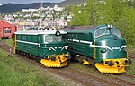 Two locomotives, one electric and one diesel, of Ofotbanen