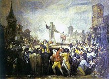 Motin de Esquilache, Madrid, attributed to Francisco de Goya (c. 1766, 1767) Esquilache riots.jpg