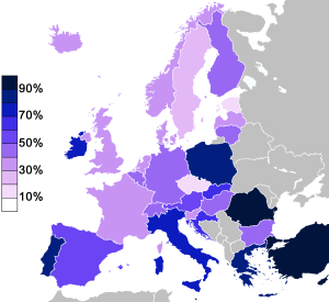 This map shows the result of an Eurobarometer ...