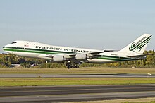 Boeing 747-230F landing at Stockholm - Arlanda EvergreenBoeing747-230FN490EV Publish.jpg