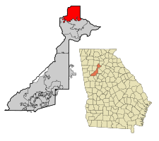 Расположение в округе Фултон и штате Джорджия