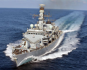 HMS Kent carries out manoeuvres off the coast of Djibouti. MOD 45158509.jpg
